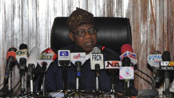 •Information Minister Lai Mohammed fielding questions from newsmen