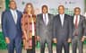 L-R: Head, Corporate Bank, Fidelity Bank Plc, Obaro Odeghe; Executive Director, Bank of Industry (BoI), Toyin Adedeji; Managing Director, Bank of Industry, Olukayode Pitan; Permanent Secretary, Federal Ministry of Industry Trade and Investment, Edet Akpan; Divisional Head, Managed SMEs, Fidelity Bank Plc, Osaigbovo Omorogbe at the formal launch of the Aba Finished Leather Goods Cluster Finance Scheme supported by Fidelity Bank, which held in Aba on Wednesday.