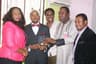 From left: Mrs Betty Okonoboh,  General Manager; Oracle Experience; Mr Felix King  Eiremiokhae, MD/CEO; Mr Ororo Ezemhbo, Creative Director; Mr Ikem Okuhu, Analyst in Chief, Brandish Magazine and Mr Goddie Ofose, Chairman, Brand Journalists Association of Nigeria during the presentation of BJAN best effort in innovative experential Marketing award to Oracle Experience at the Company Head office in Lagos. Photo by Lamidi Bamidele
