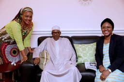 Buhari receives visiting governors in London.