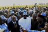 CBN Governor, Mr Godwin Emefiele, in company of Niger State Governor, Abubakar Sani Bello, Kebbi State Governor, Senator Abubakar Bagudu, and Minister of Agriculture, Chief Audu Ogbe, addressing Anchor Borrowers Programme farmers in Niger State on Thursday, Oct. 27, 2016.