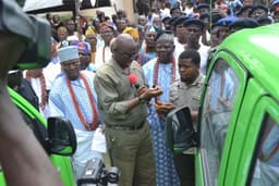 Governor Fayose at the inauguration of the Ekiti grazing enforcement Marshals in Ado Ekiti on Thursday 20, October, 2016.