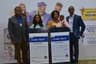L-R Divisional Head, Retail Banking, Fidelity Bank Plc., Richard Madiebo; Winner of N2 million and  a student of Federal University of Agriculture, Abeokuta (FUAAB), Azeez Morenike Adedoyin; Winner of N1 million, Mmereole Salome Obiageri with her baby and  Regional Bank Head, Festac, Fidelity Bank Plc. Paschal Nzeribe, at the 4th Monthly /2nd Bi-nonthly Prize Presentation of Fidelity Get Alert In Millions Promo Reloaded in Ojo, Lagos recently.
