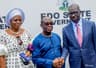 Mr. Joe Ikpea In A Hand Shake With Governor Godwin Obaseki Shortly After His Inauguration As Commissioner, On Wednesday, In Benin City
