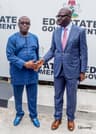 Mr. Joe Ikpea In A Hand Shake With Governor Godwin Obaseki Shortly After His Inauguration As Commissioner, On Wednesday, In Benin City
