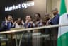 L â€“ R shows, Nikhil Rathi, Chief Executive Officer, London Stock Exchange (LSE); Chinelo Anohu-Amazu, Director General, National Pension Commission (PENCOM); Greg Hands, UK Minister for International Trade; Kemi Adeosun, Honourable Minister of Finance, Federal Republic of Nigeria; Oscar N. Onyema, OON, Chief Executive Officer, The Nigerian Stock Exchange (NSE); Haruna Jalo-Waziri, Executive Director, Capital Markets Division, NSE at the Opening Bell Ceremony of the London Stock Exchange to kick off the 3rd  London and Lagos Capital Markets in Partnership Conference organized by the Nigerian Stock Exchange and London Stock Exchange in  London...Friday, October 21, 2016.