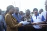 L-R; Minister of  Transportation, Rt. Hon. Chibuike Rotimi Amaechi, Managing Director Nigerian Ports Authority (NPA), Ms Hadiza Bala Usman, and Managing Director, Atlantic Shrimper Limited, Mr. Kamlesh Kabra, during the inspection tour of Tincan Island Port Apapa Lagos, on Jan. 20, 2017. 

