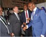 L-R: General Manager, Government Relations of Shell Petroleum Development Company, Bashir Bello; Shellâ€™s Vice President, Nigeria and Gabon, Peter Costello; and Country Chair, Shell Companies in Nigeria and Managing Director, The Shell Petroleum Development Company, Osagie Okunbor, receiving the Minister of State for Petroleum Resources, Dr. Ibe Kachikwu at the Shell exhibition stand on Monday at the opening session of the 2018 Nigeria International Petroleum Summit in Abuja.