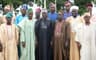 L-R: Front Row: Esinkin of Oro, Chief Awoleye Joseph; National President, Oro Descendant Union (ODU), Alhaji Uthman Balogun; Kwara State Governor, Dr Abdulfatah Ahmed; Esha of Oro, Chief Samuel Taiye; Chief Imam of Oro, Alhaji Sanusi Taofeek and Chairman, ODU Oro Branch, Prince Olajide Titiloye during courtesy visit to the Governor at Government House, Ilorin, on Monday, Aug. 6, 2018.

