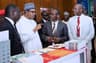 Chairman, Nigeria Economic Summit Group, Asue Ighodalo; President Muhammed Buhari; Commercial Integration Manager, Shell Nigeria, Taaj Shobayo; and Shell Nigeriaâ€™s General Manager, Business and Government Relations, Bashir Bello, during the visit of the President to the exhibition booth of Shell companies in Nigeria at the opening session of the 25th Nigeria Economic Summit in Abuja â€¦ on Monday, October 7, 2019.