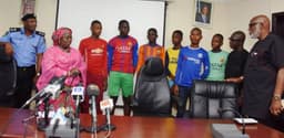 Photo shows  rescued kidnapped Lagos students in Lagos.