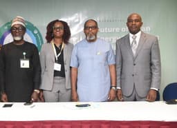 R-L: Managing Director, Nigeria LNG Limited, Dr. Philip Mshelbila; Managind Director, Shell Nigeria Gas and President, Nigeria Gas Association, Mr. Ed Ubong; Managing Director, Shell Nigeria Exploration and Production Company Limited, Mrs. Elohor Aiboni; and Chief Energising Officer, Consistent Energy Limited, Mr. Segun Adaju, at the panel session on _Future of Clean Energy Transition and the Industrial Development Imperative_ of the just-concluded 27th edition of the Nigeria Economic Summit in Abuja . . . Tuesday, Oct. 26, 2021.