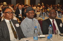 L-R: Chairman, Petroleum Technology Association of Nigeria, Okoroafor Bank-Anthony; Executive Secretary, Nigeria Content Development and Monitoring Board, Simbi Wabote; and Managing Director, Shell Nigeria Exploration and Production Company, Bayo Ojulari, at the opening ceremony of a workshop on Nigeria Content Opportunity in Bonga South West Aparo Deep Offshore Project organised by SNEPCo in Lagosâ€¦ on Wednesday, 7th June, 2017.