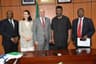 Minister of Budget and National Planning, Senator Udoma Udo Udoma (second left) with United Nations Under Secretary( Office of Counter Terrorism Mr Vladimir Voronkov (3rd left),; UN Assistant Secretary General Counter Terrorism, Ms Michele Coninsx (2nd left); Resident Coordinator/Humanitarian Coordinator, UNDP Nigeria, Mr Edward Collon (first left) and Permanent secretary, Ministry of Budget and National Planning, Mr Olajide Odewal e (right) when a team from the UN Office of Counter Terrorism visited the Ministry in Abujaâ€¦ on Monday.  