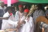 Deputy Governor of Delta State, Prof. Amos Utuama SAN (left), presents Staff of Office to The Okpala-Uku of Idumuesah Kingdom, His Royal Majesty Mburiche Vincent Odili 1, in Ika North East Local Government Area, mid-Feb. 2015.