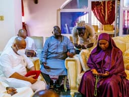 L-R: Governor Hope Uzodinma of Imo State, family member, Dr. Mustapha Gulak and Mrs Ahmed Gulak when Uzodimma paid a condolence visit to the family of late Alhaji Ahmed Gulak in Abuja on Wednesday, June 9, 2021.