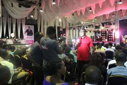 Ali Baba treating the audience to ribs cracking jokes on 2nd Oct 2016 at yudala zero gtravity held in landmark centre Oniru.