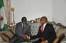 The Executive Governor of Plateau State, Mr. Simon Lalong and Chairman, UBA Plc and Heirs Holdings, Mr. Tony Elumelu, during the visit of the later to his office in Jos on Tuesday. Elumelu was in Plateau where he delivered a paper titled Entrepreneurship, Corporate Social Responsibility and Africapitalism: The Role of the Private Sector in Fighting Poverty in Nigeria at the National Institute for Policy and Strategic Studies, Kuru, Plateau State, on Aug. 23, 2016.
