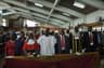 L-R: Ogun State Deputy Governor, Chief (Mrs.) Yetunde Onanuga, state's Chief Judge, Justice Olatokunbo Olopade, Speaker, Ogun State House of Assembly, Rt. Hon. Suraj Ishola Adekunbi, Secretary to the State Government, Barr. Taiwo Adeoluwa, Attorney General and Commissioner for Justice, Dr. Olumide Ayeni and the Head of Service, Elder Olusola Adeyemi at the special church service ushering in the 2016/2017 Legal Year in Abeokuta...yesterday

