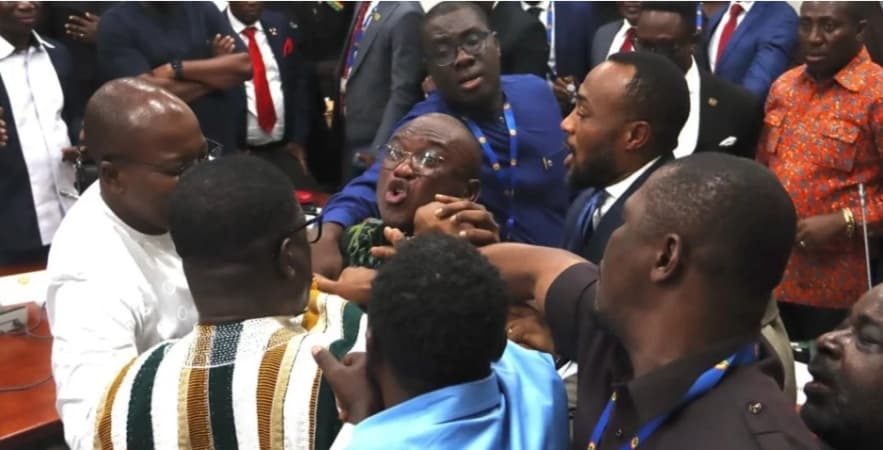 Four lawmakers suspended after fight in Ghana’s parliament