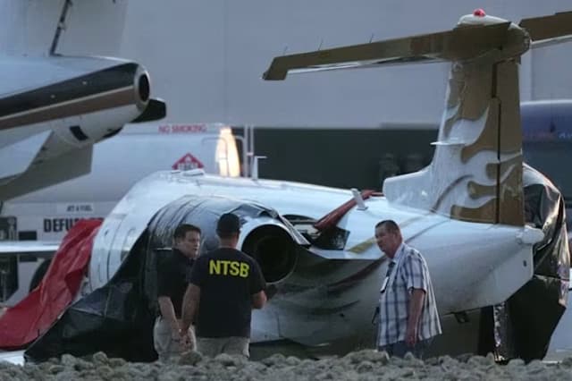 One dies as music star?s private jet collides with parked jet at US airport