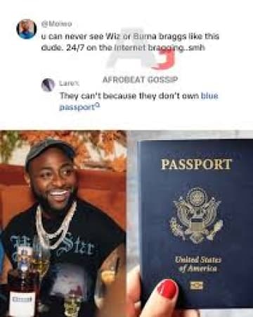 My American passport worth more than a million dollars ? Davido