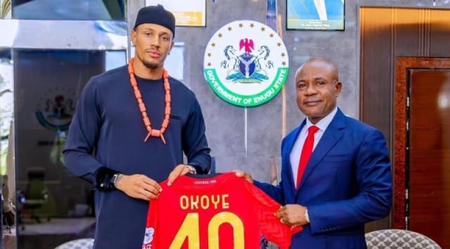 Mbah receives Super Eagles Goalkeeper Okoye, appoints him Enugu Ambassador
