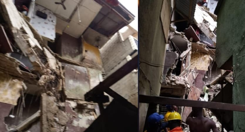 JUST IN: Three-story building collapses in Lagos 
