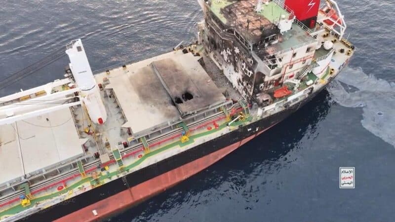 Search for survivors after Houthis sink second Red Sea cargo ship in a week