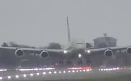 Pilot performs the almost impossible by landing Airbus A380 nearly sideways during a storm