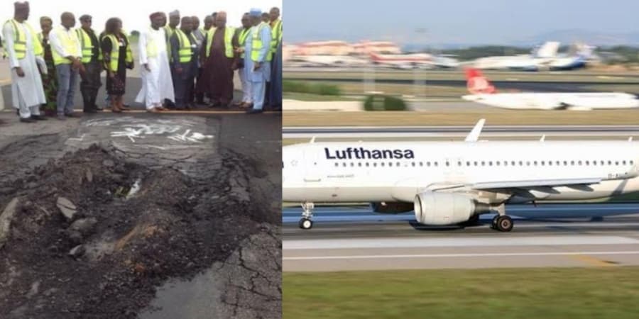 Germany-Bound Lufthansa flight offloads 45 passengers, luggage over damaged runway at Abuja airport