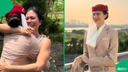 Flight attendant’s touching reunion with mom goes viral after being separated for almost a year