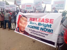 BREAKING: Protest rocks NBA conference over alleged imprisonment of Bar. Bright Ngene