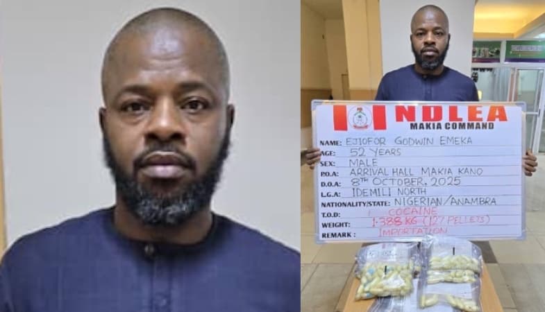 NDLEA arrests businessman at Kano Airport after excreting 127 wraps of cocaine