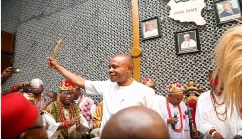 Shettima, Akpabio, Abbas, Yilwatda, governors, others storm Enugu as Mbah dumps PDP for APC 