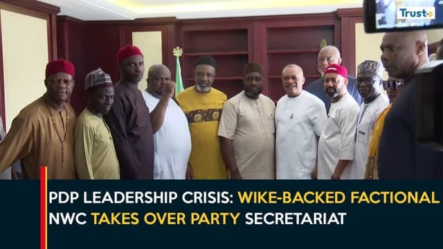 JUST IN: Security operatives provide heavy cover as Wike's men take over PDP National Secretariat