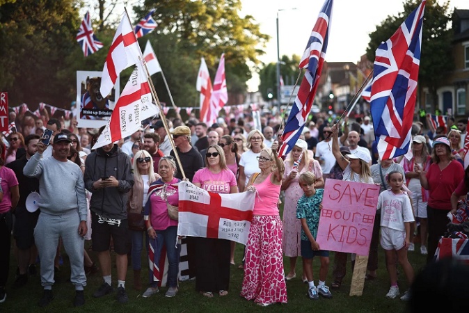 Meet the Pink Ladies, a new face in Britain’s anti-immigration movement
