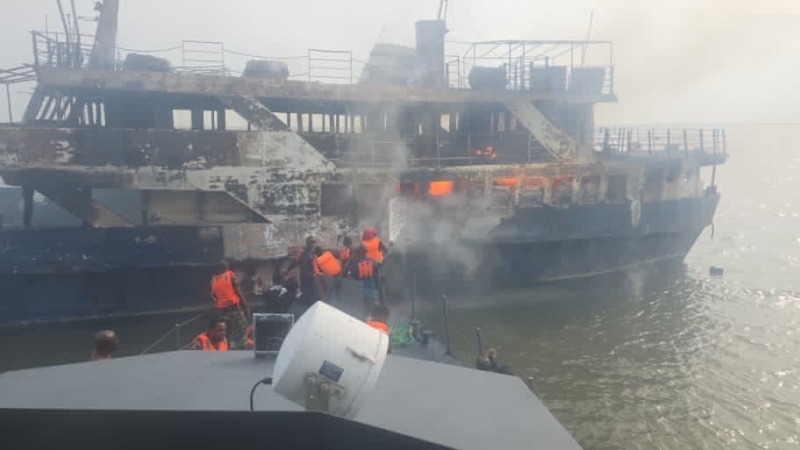 Officer declared missing as Nigerian Navy ship catches fire
