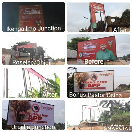 Imo 2027: APP decries sustained vandalism of party’s billboards, installations