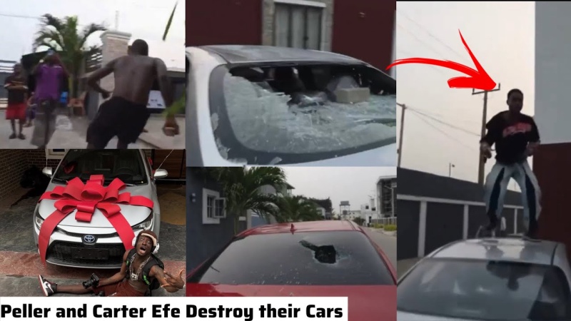 Peller, Carter Efe destroy each other’s cars during live stream  