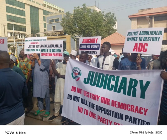 ADC members protest in Abuja, demand judge’s recusal