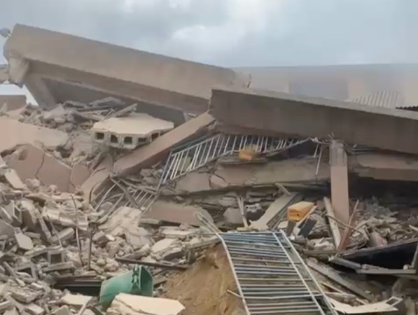 JUST IN: Students, teachers escape death as four-storey school building collapses in Lagos
