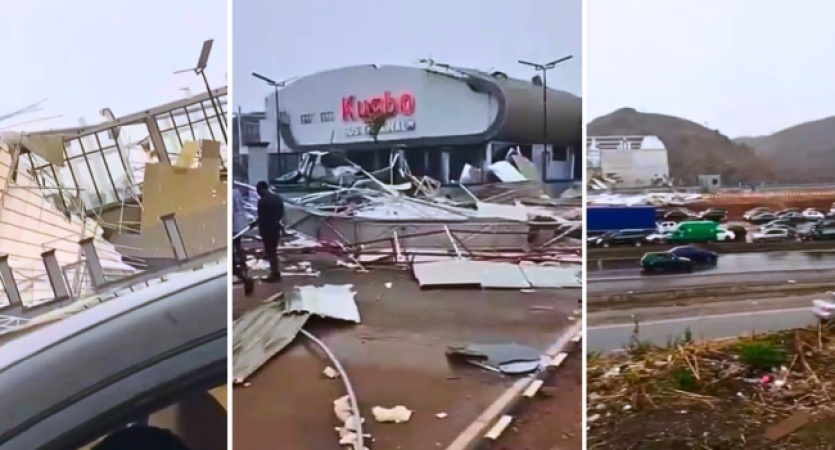 9 months after inauguration, rain destroys bus terminal built by Wike