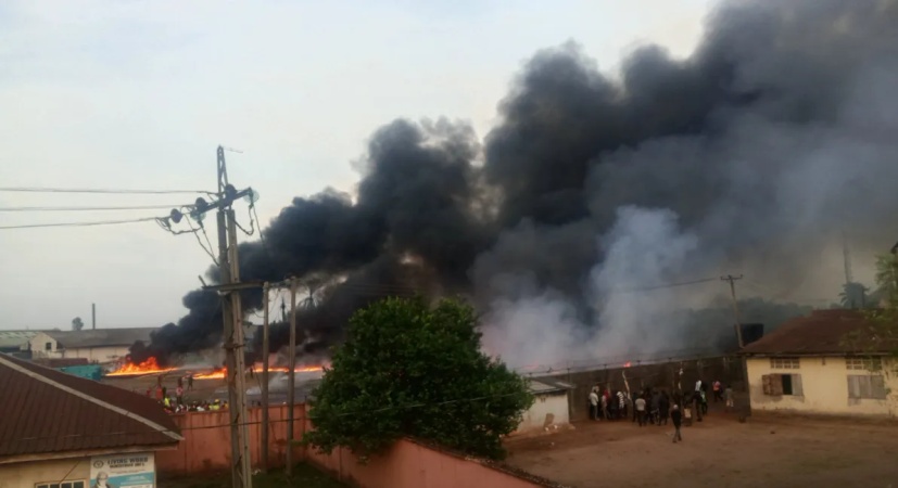 Fire razes beer crates at Nigerian Breweries’ Aba Depot, Fire Service chief says source unknown