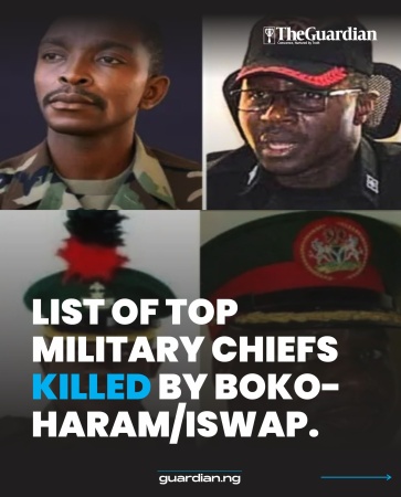 Updated list of top Nigerian military officers killed by Boko Haram/ISWAP