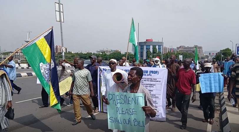 Retired police officers protest in Abuja over pension scheme