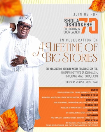 Haastrup, Osoba, others to honour Oshunkeye at 70