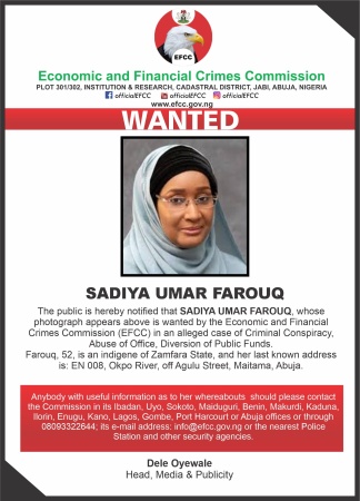 EFCC declares ex-Minister Sadiya Umar Farouq wanted