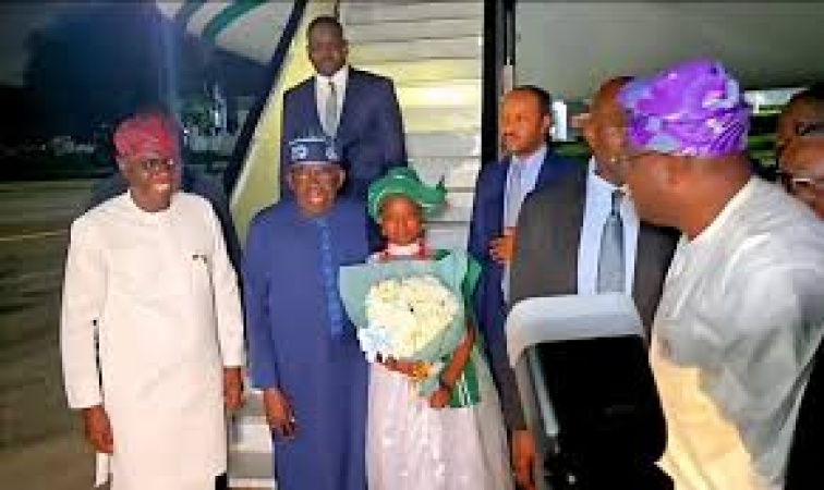 Tinubu arrives in Lagos after 3-nation investment drive