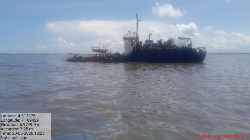 BREAKING:  Container vessel and oil tanker collide in Rivers